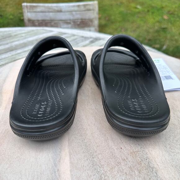 Crocs Baya Slides Unisex Mens 6 Women 8 Sandals Waterproof Black Shoes New - Picture 6 of 16